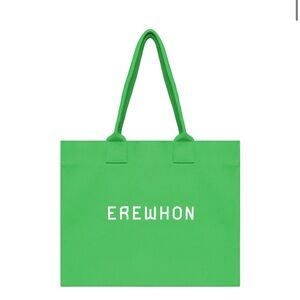 Green Erewhon Traveler 100% Organic Cotton Canvas Beach Grocery Tote Bag
